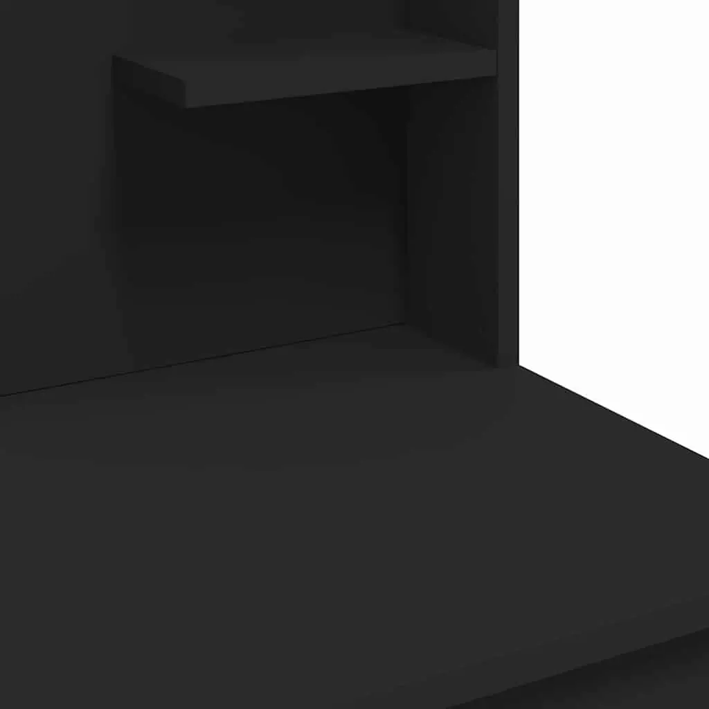 Dressing Table Engineered Wood 96cm x 40cm x 142cm Black with LED Lights and Mirror 2 Drawers