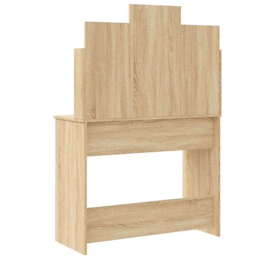 Dressing Table Engineered Wood 96x40x142cm Brown with Mirror and Adjustable LED Lights
