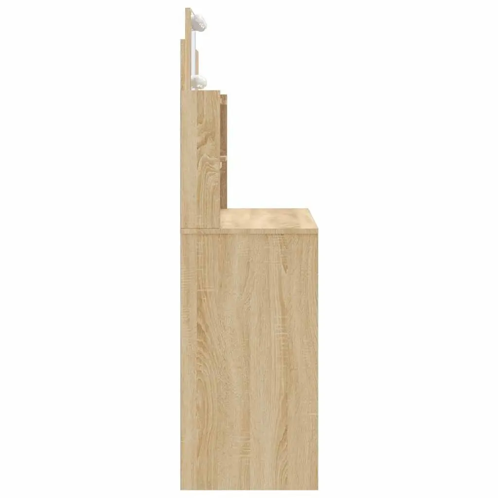 Dressing Table Engineered Wood 96x40x142cm Brown with Mirror and Adjustable LED Lights