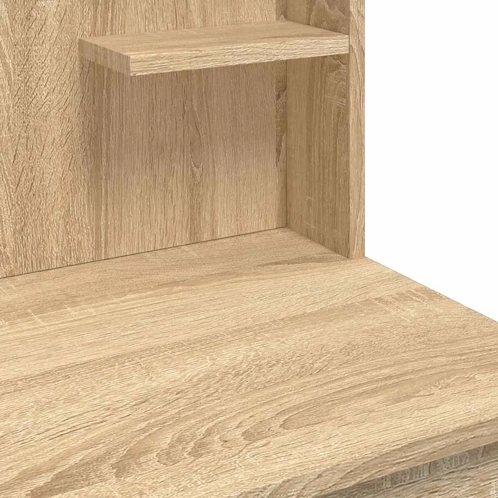 Dressing Table Engineered Wood 96x40x142cm Brown with Mirror and Adjustable LED Lights