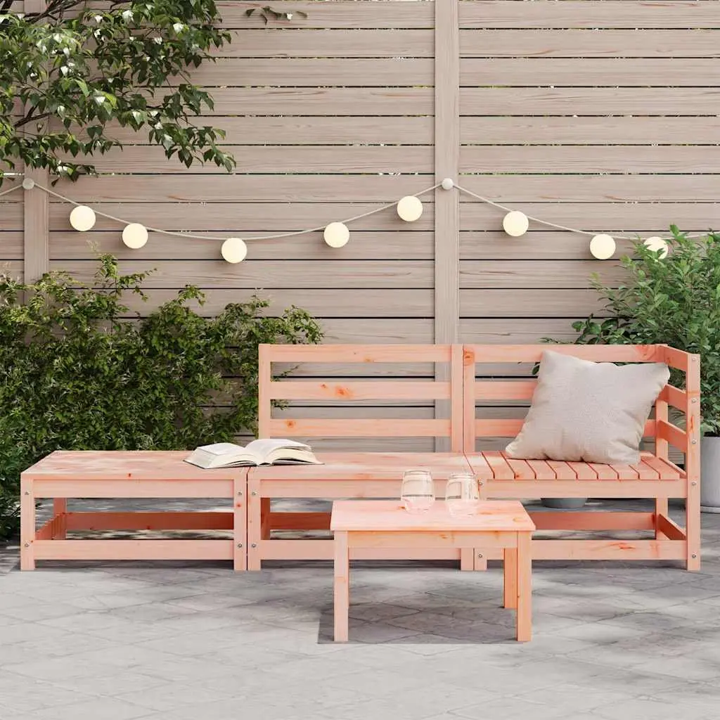 2-Seater Garden Sofa Solid Douglas Wood Modular Brown with Footstool