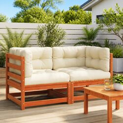 Outdoor Sectional Sofa Unit Garden 2 pcs Wax Brown Solid Wood Pine Modular