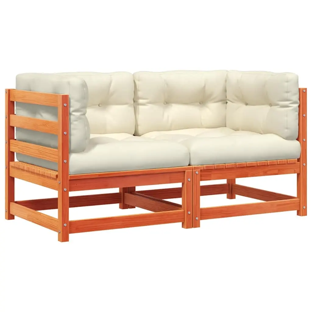 Outdoor Sectional Sofa Unit Garden 2 pcs Wax Brown Solid Wood Pine Modular