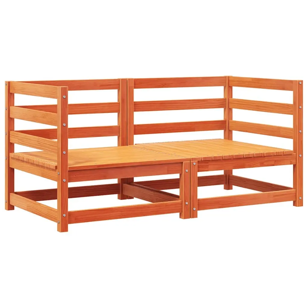 Outdoor Sectional Sofa Unit Garden 2 pcs Wax Brown Solid Wood Pine Modular