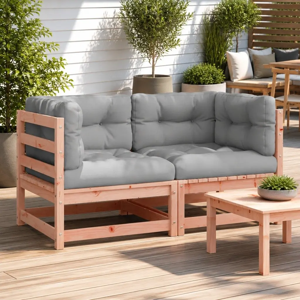 Outdoor Sectional Sofa Solid Douglas Wood 2 Piece Corner Garden Seating Brown
