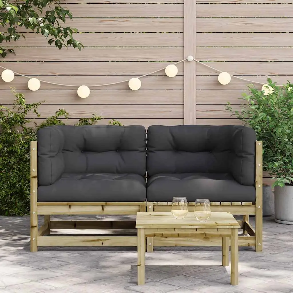 Outdoor Corner Garden Sofa Impregnated Pine Wood 2 Piece Brown Modular Seating Set