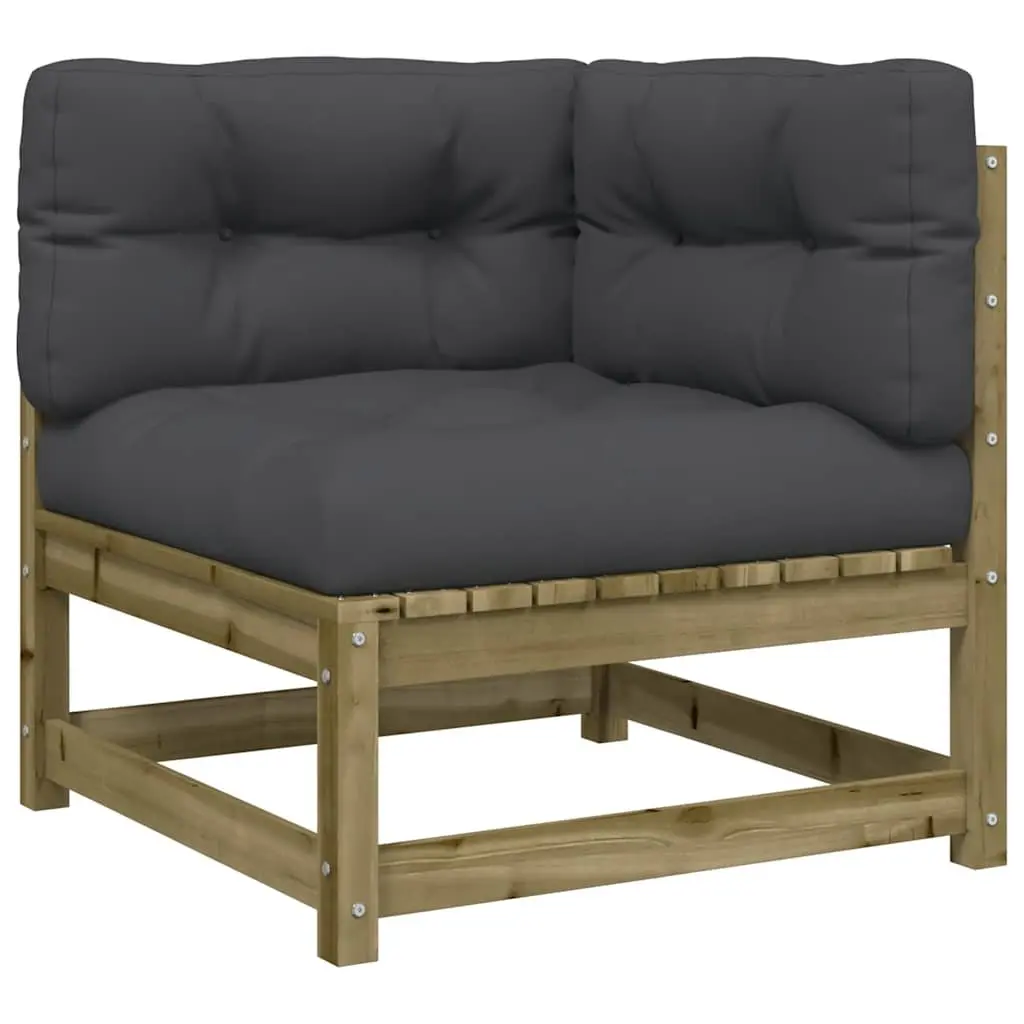 Outdoor Corner Garden Sofa Impregnated Pine Wood 2 Piece Brown Modular Seating Set