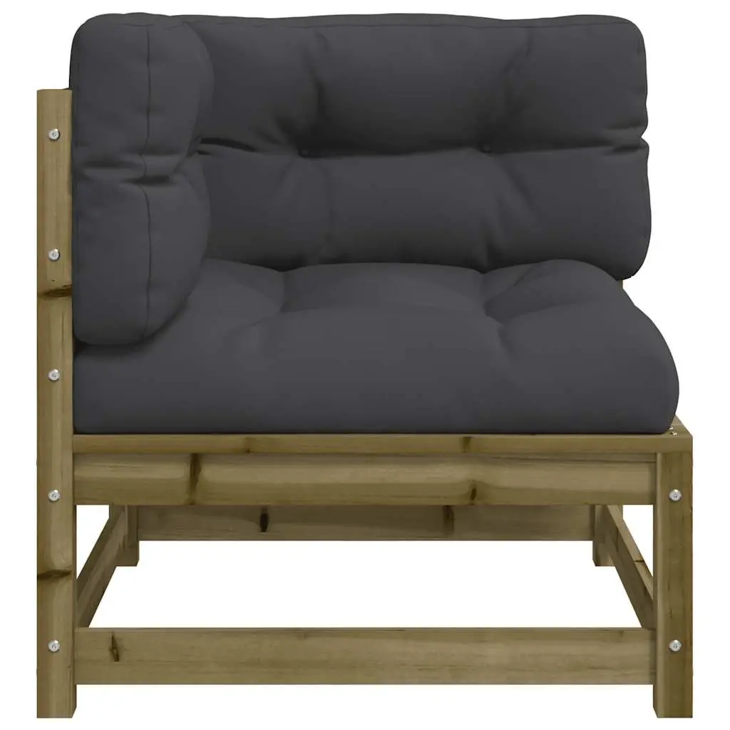 Outdoor Corner Garden Sofa Impregnated Pine Wood 2 Piece Brown Modular Seating Set