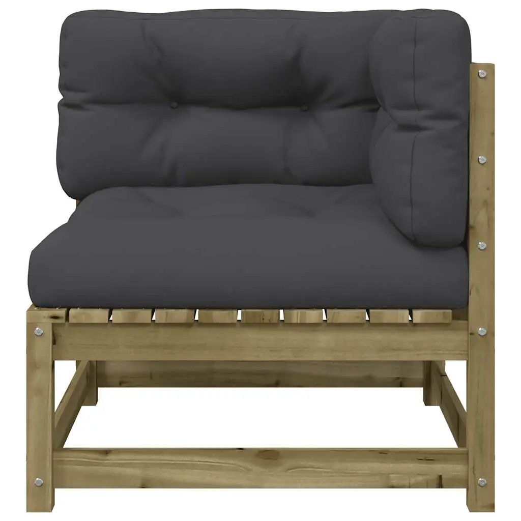 Outdoor Corner Garden Sofa Impregnated Pine Wood 2 Piece Brown Modular Seating Set