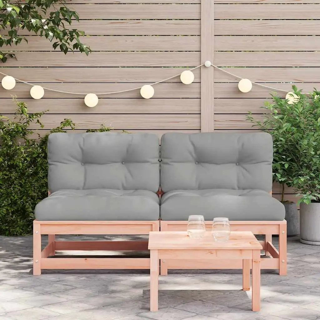 Outdoor Sectional Sofa Unit Solid Douglas Wood 2 Piece Armless Brown with Cushions