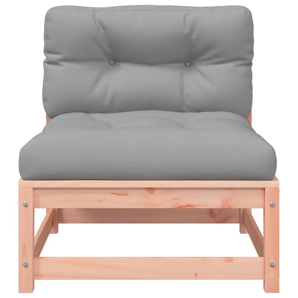 Outdoor Sectional Sofa Unit Solid Douglas Wood 2 Piece Armless Brown with Cushions