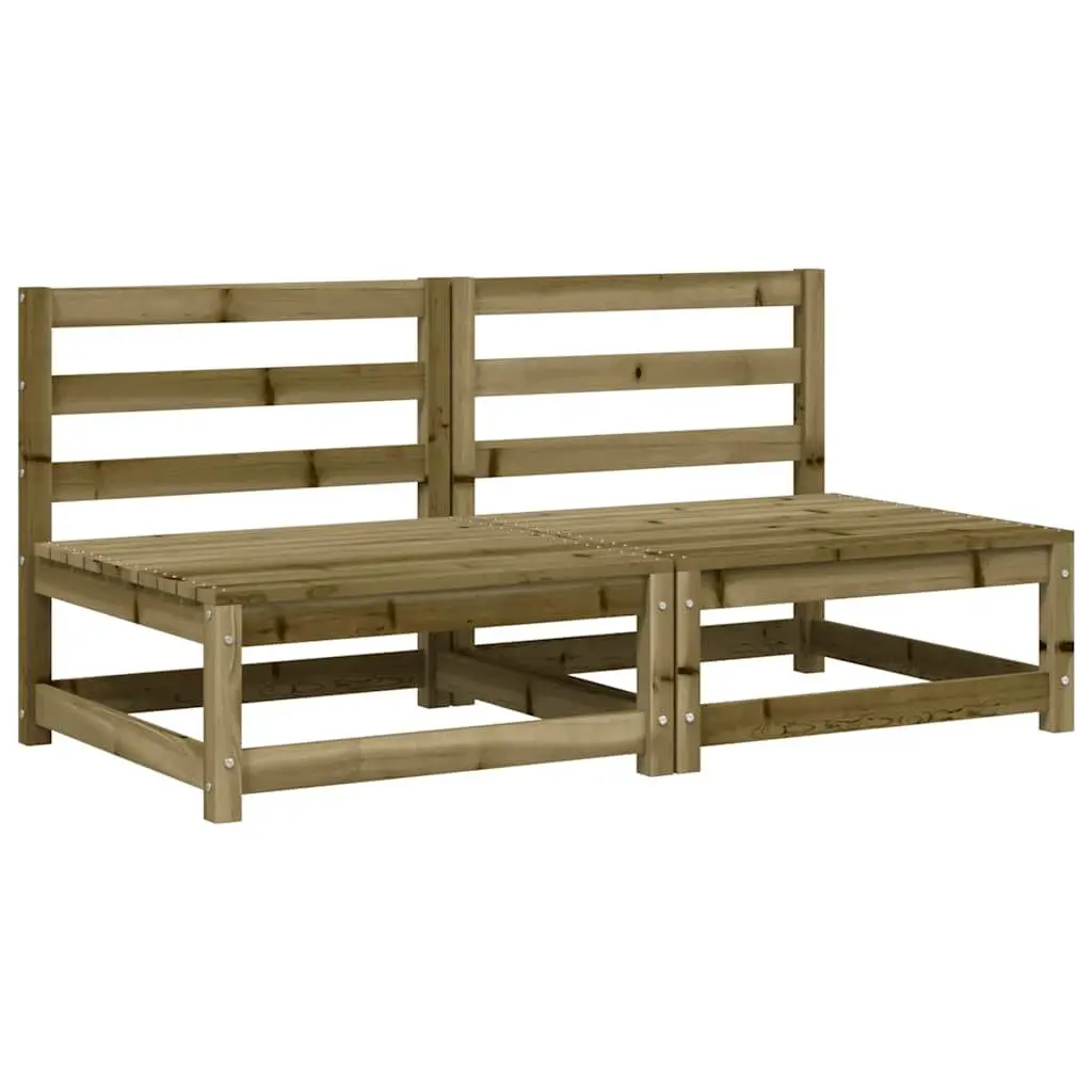 Outdoor Sectional Sofa Unit Armless Garden Seating with Cushions Brown Wood 2pc