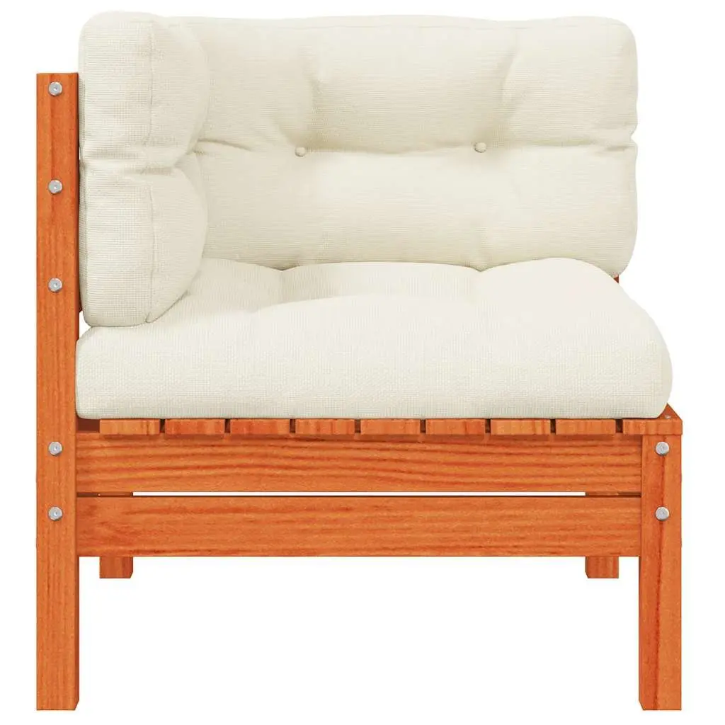 Outdoor Corner Sofa with Cushions Wooden Garden Sectional Seating Brown Modular