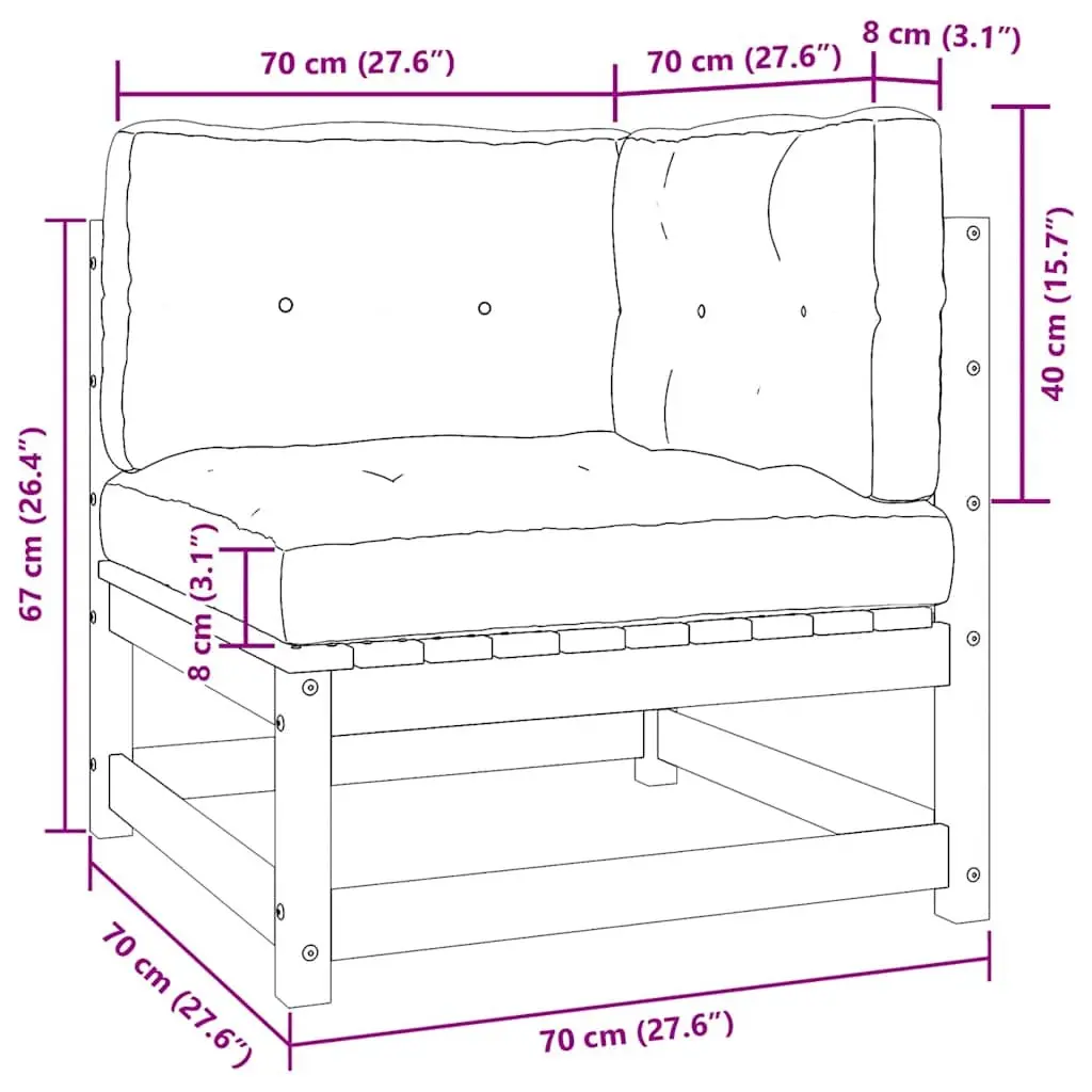 Outdoor Sectional Sofa Corner Unit Solid Wood Garden Furniture with Cushions