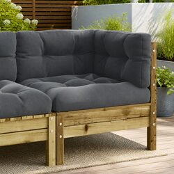 Garden Corner Sofa with Cushions Modular Outdoor Sectional Seating Brown Wood
