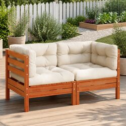 2-Piece Modular Outdoor Sofa Corner Set in Brown Wood