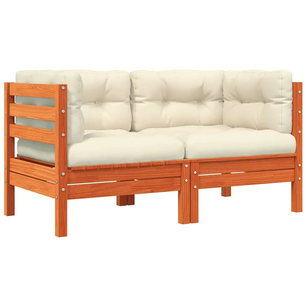 Outdoor Sectional Sofa Corner Unit Solid Pine Wood 2 Piece Brown