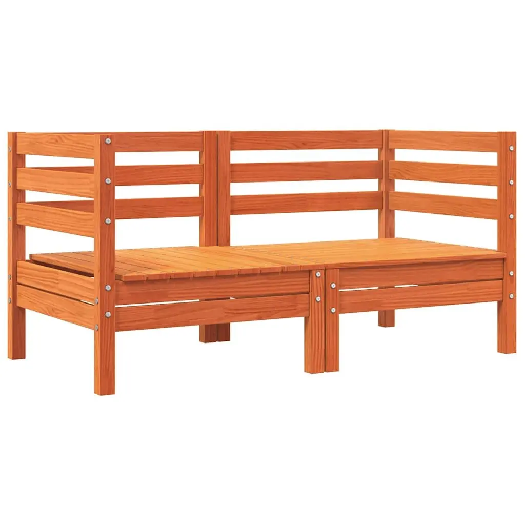 Outdoor Sectional Sofa Corner Unit Solid Pine Wood 2 Piece Brown