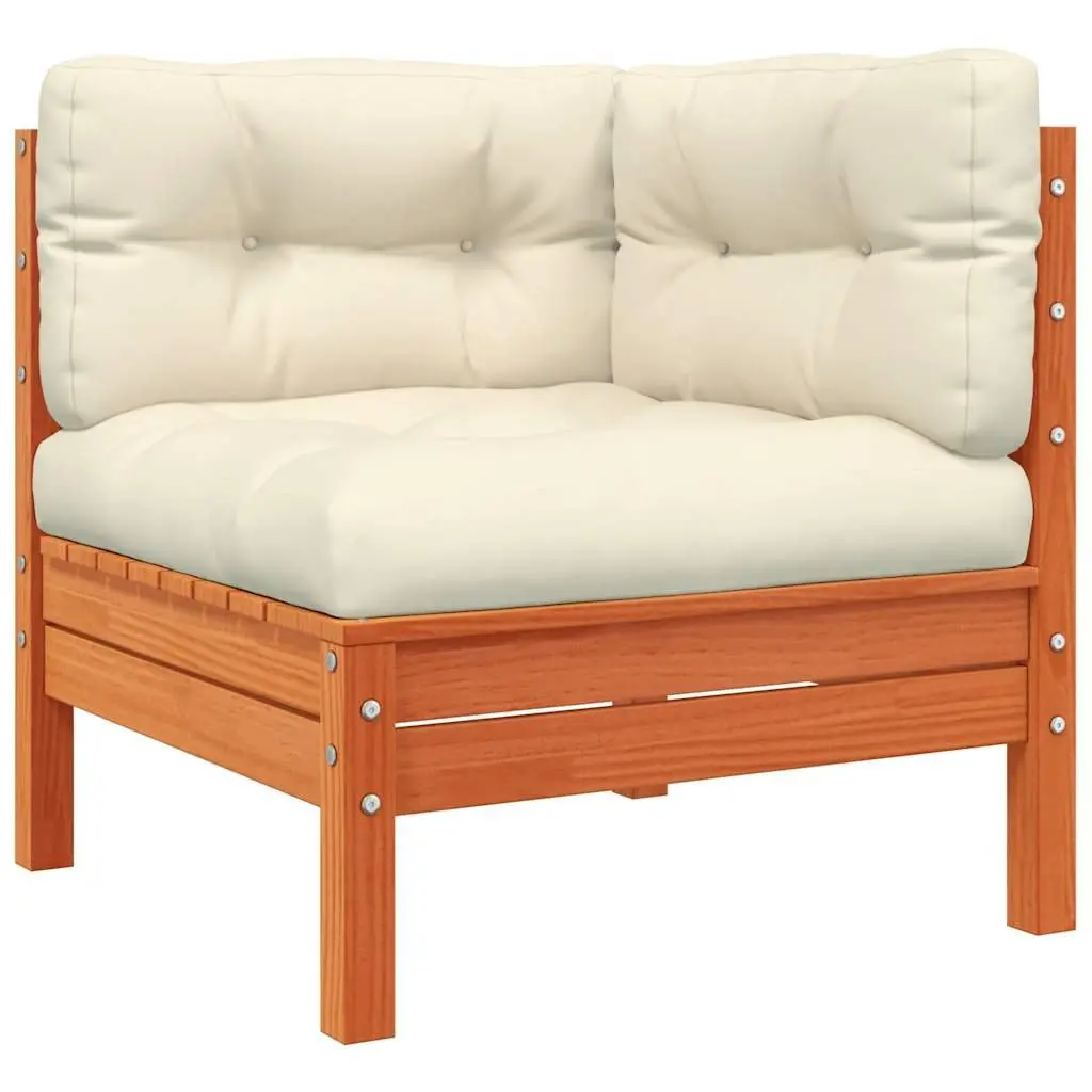Outdoor Sectional Sofa Corner Unit Solid Pine Wood 2 Piece Brown
