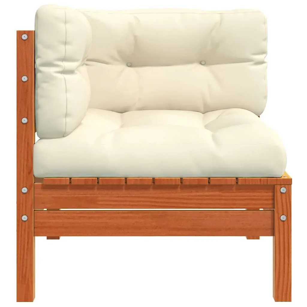Outdoor Sectional Sofa Corner Unit Solid Pine Wood 2 Piece Brown