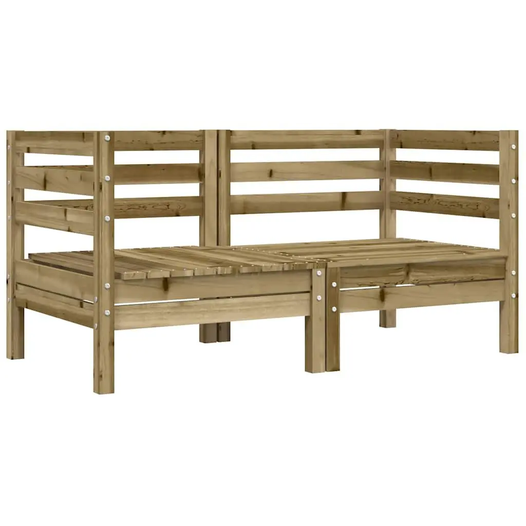 Outdoor Sectional Sofa Modular Solid Pine Wood 2 Piece Set Brown with Cushions