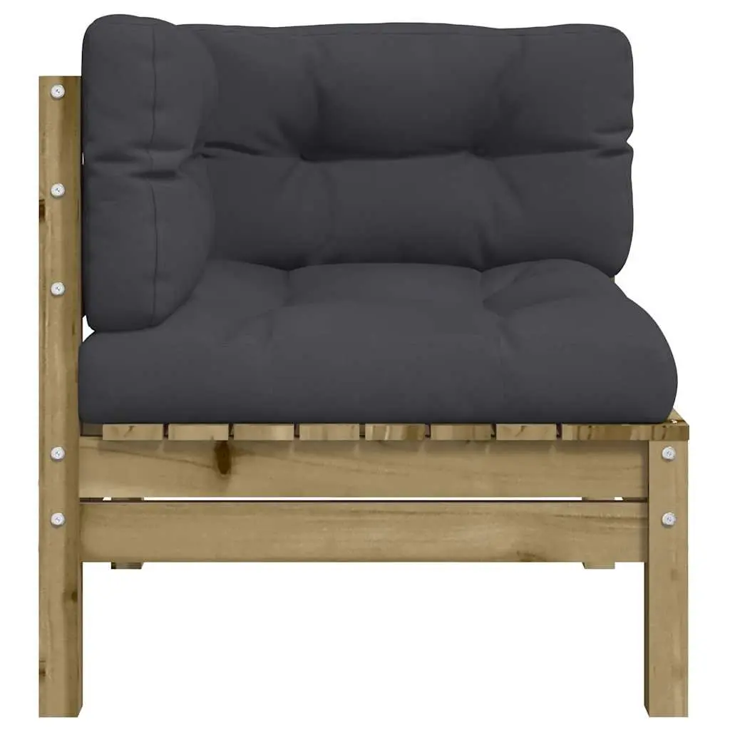 Outdoor Sectional Sofa Modular Solid Pine Wood 2 Piece Set Brown with Cushions
