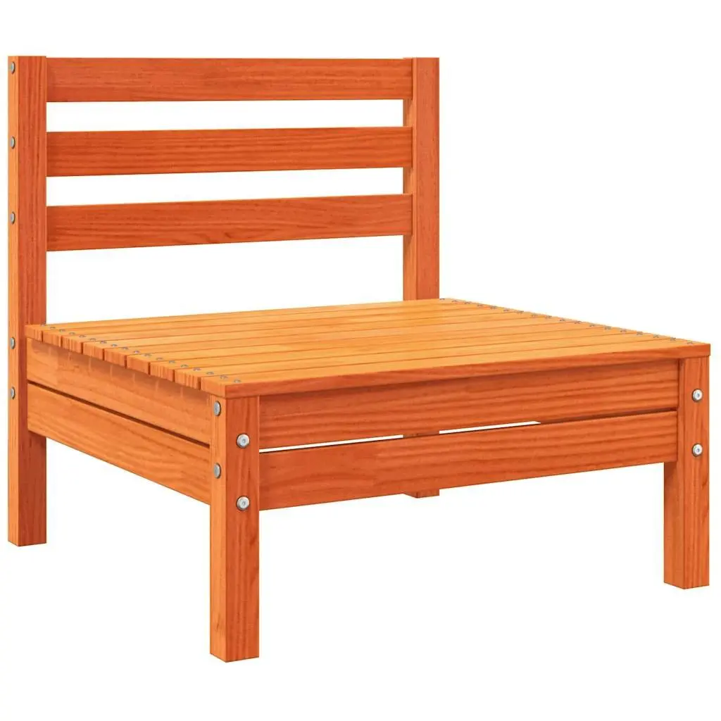 Armless Single Unit Outdoor Garden Sofa Solid Pine Wood with Cushions Brown