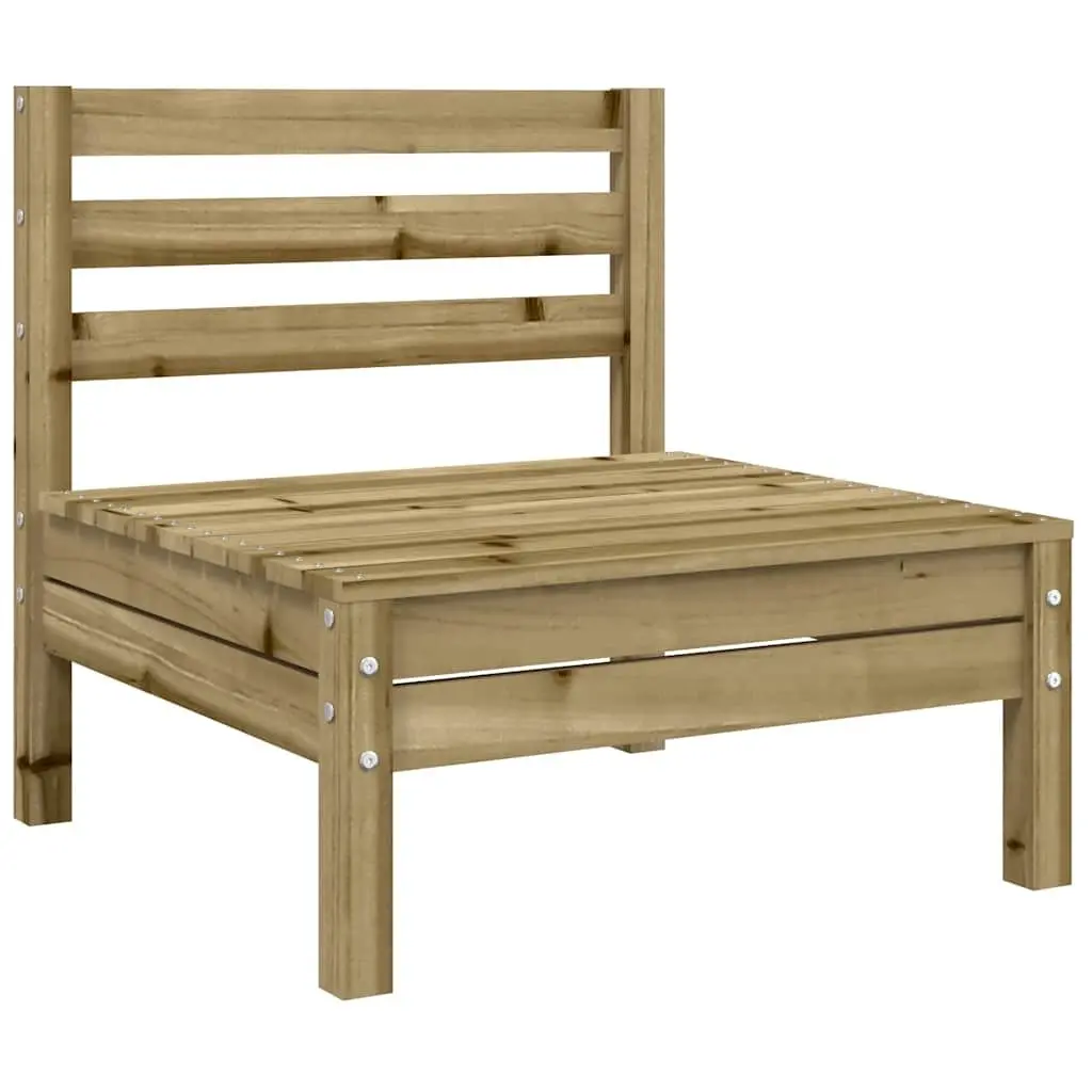 Outdoor Sectional Sofa Wooden Single Seat Armless with Cushions Brown