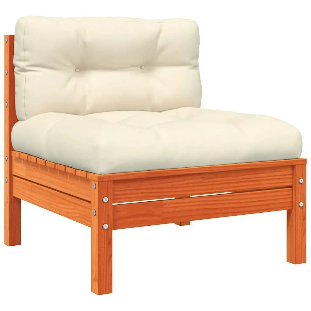 Outdoor Sectional Sofa Unit Armless Garden Seating with Cushions 2 Pieces Brown