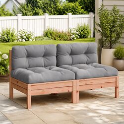 Outdoor Sectional Sofa Units 2 pcs Garden Armless Seating with Cushions Brown