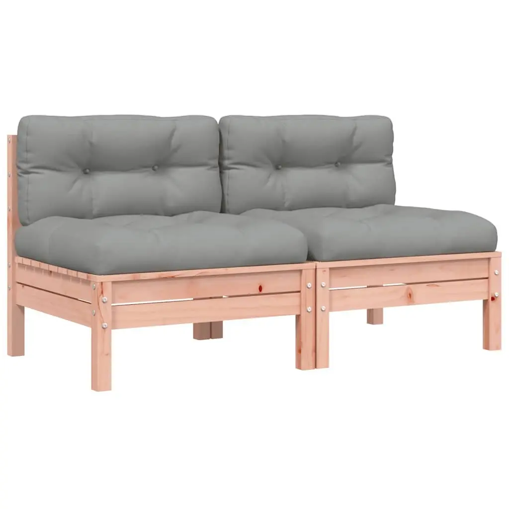 Outdoor Armless Sectional Sofa Units Solid Douglas Wood 2 Piece Brown