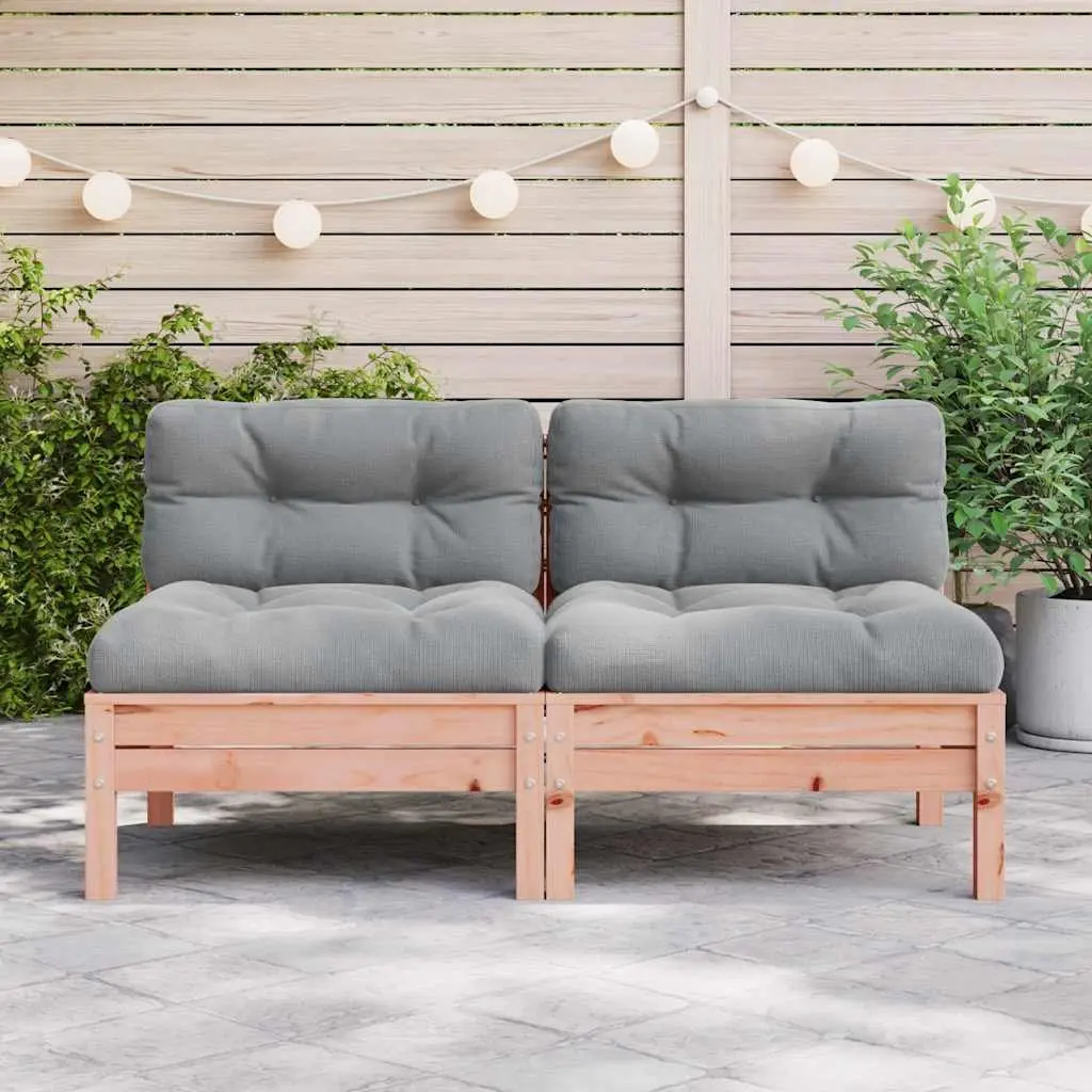 Outdoor Armless Sectional Sofa Units Solid Douglas Wood 2 Piece Brown