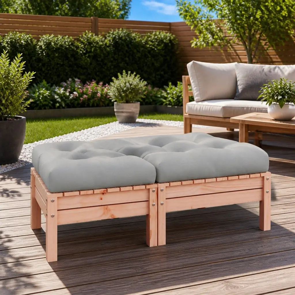 Garden Footstool Solid Wood Outdoor Ottoman Brown