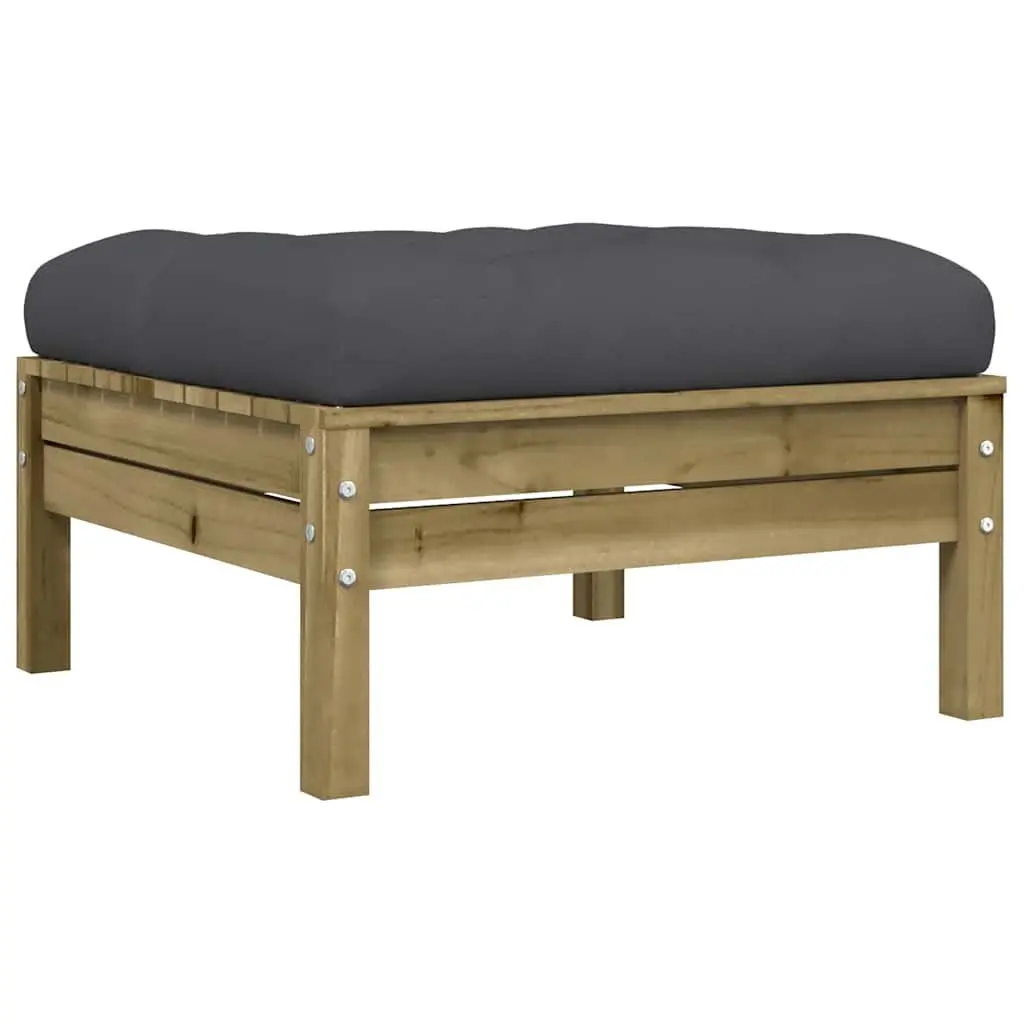 Outdoor Garden Footstools Solid Wood 2 Piece Brown with Cushions