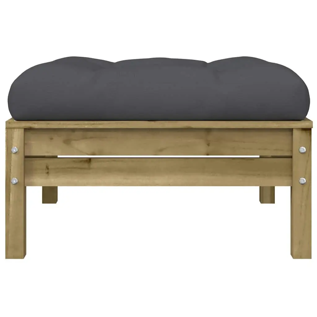 Outdoor Garden Footstools Solid Wood 2 Piece Brown with Cushions