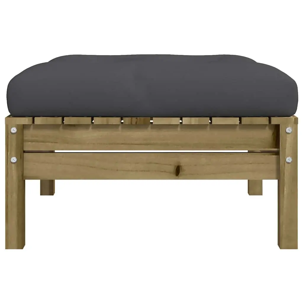 Outdoor Garden Footstools Solid Wood 2 Piece Brown with Cushions
