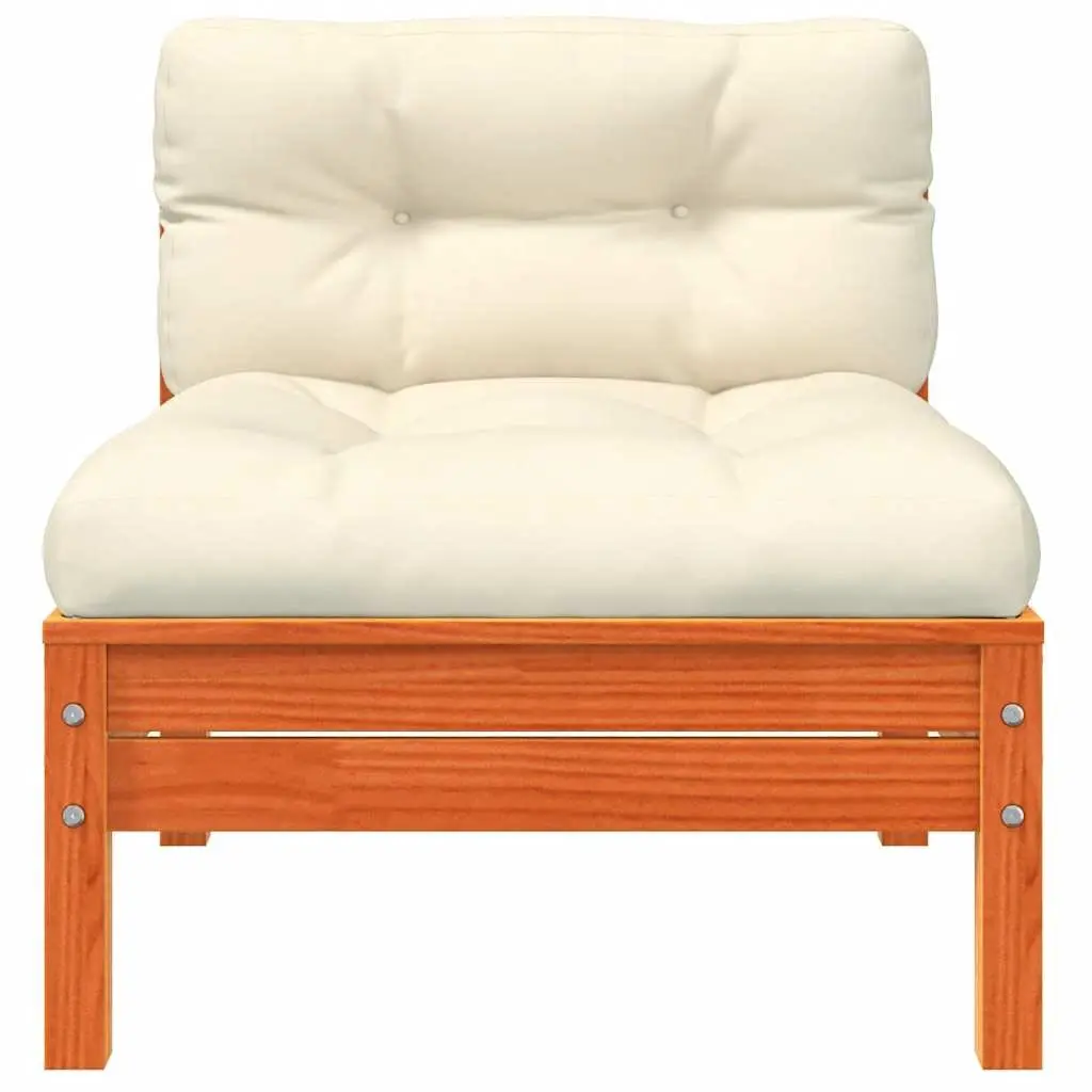 3-Seater Garden Sofa with Footstool and Cushions Outdoor Patio Furniture Brown