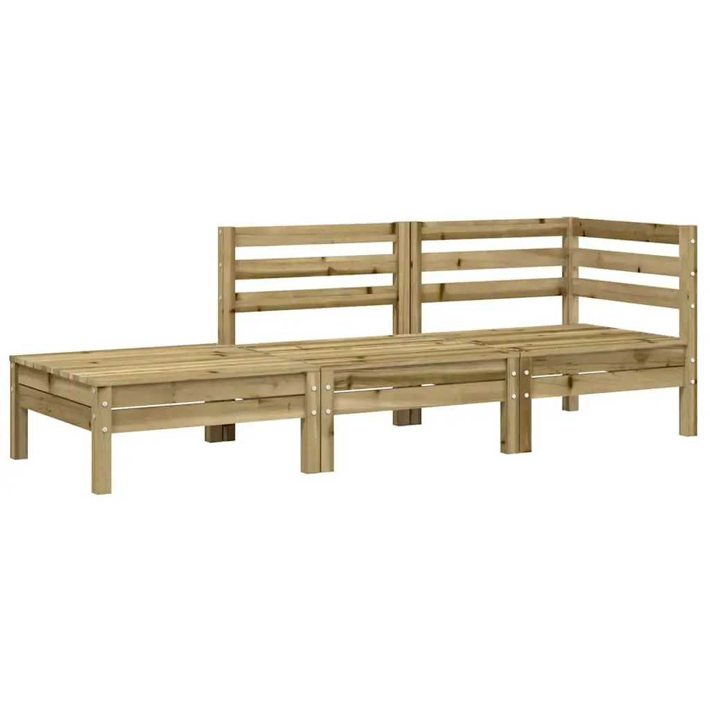 3-Seater Garden Sofa Wooden Brown with Cushions and Footstool Outdoor Sectional