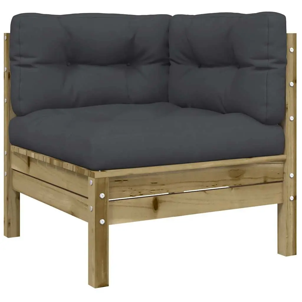 3-Seater Garden Sofa Wooden Brown with Cushions and Footstool Outdoor Sectional