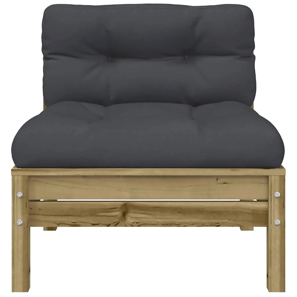 3-Seater Garden Sofa Wooden Brown with Cushions and Footstool Outdoor Sectional
