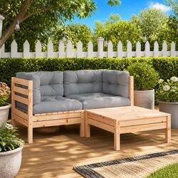 Versatile 2-Seater Wooden Garden Sofa with Footstool for Outdoor Use
