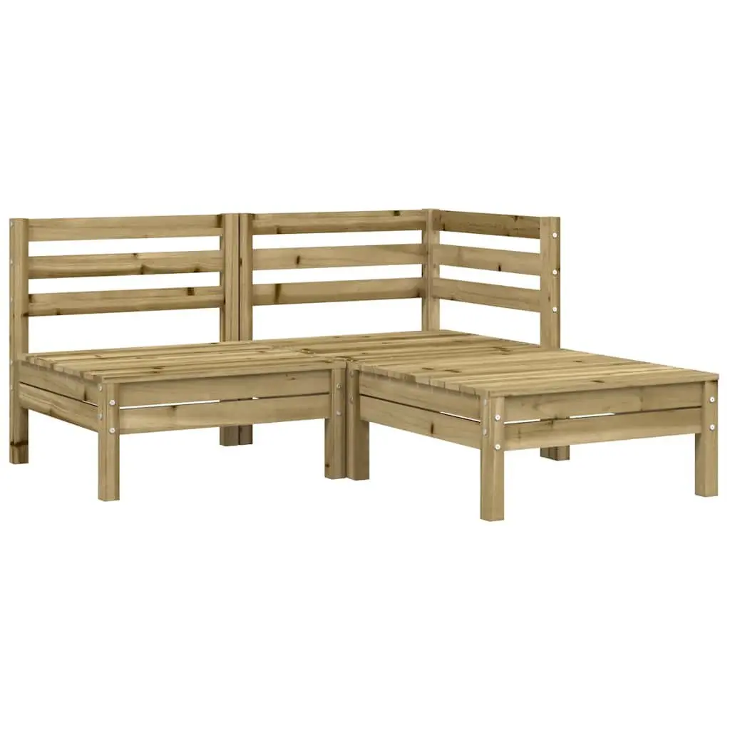 2-Seater Wooden Garden Sofa Impregnated Solid Pine Brown with Cushions and Footstool