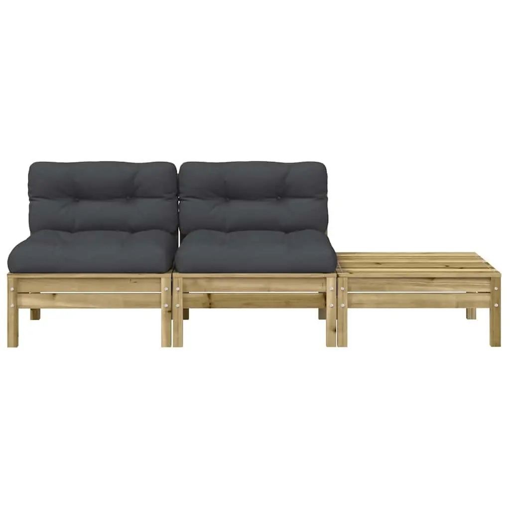2 Seater Garden Sofa Outdoor Patio Furniture Brown Solid Pine Wood with Cushions and Footstool