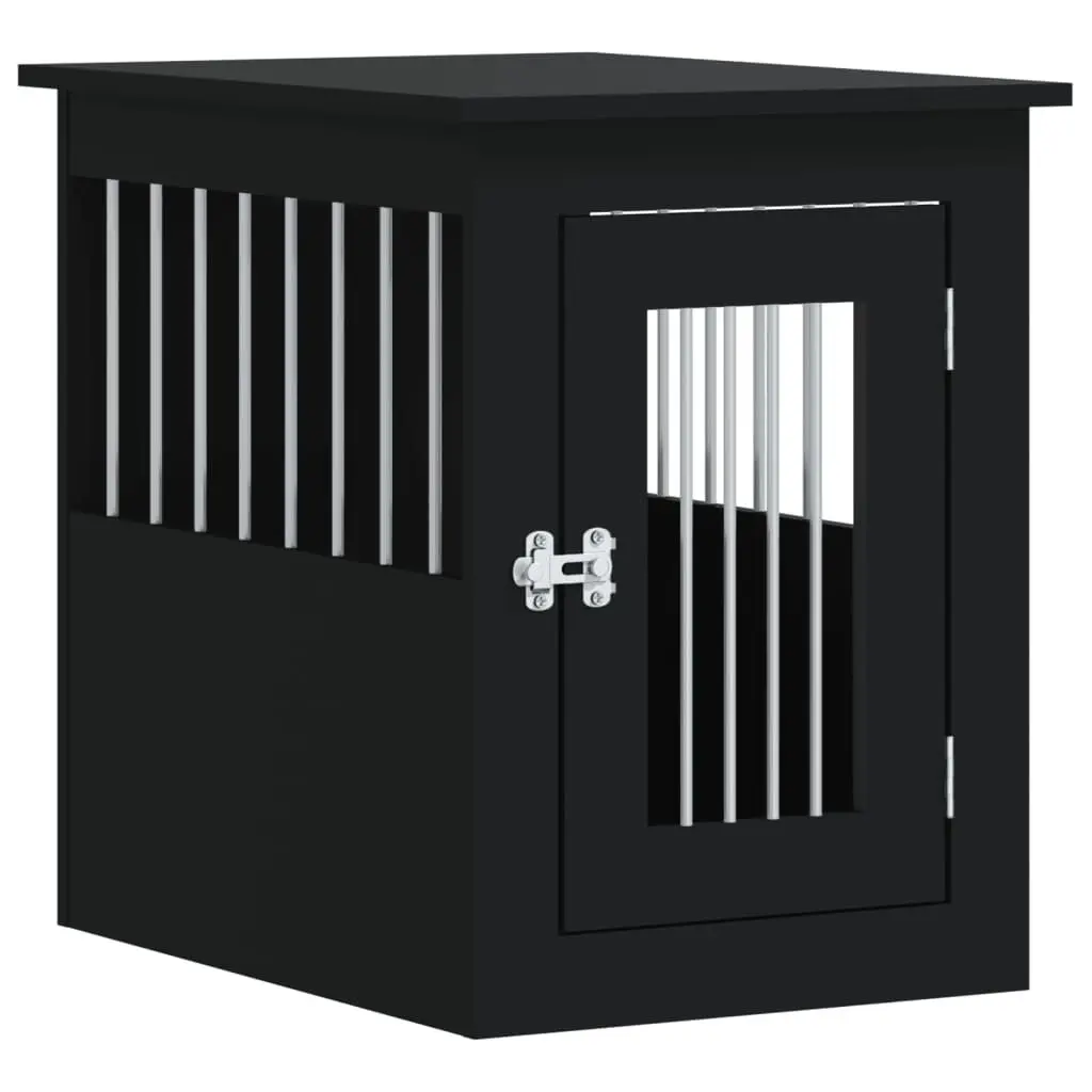 Dog Crate Furniture End Table Black 45x62x59cm Steel Wire Engineered Wood