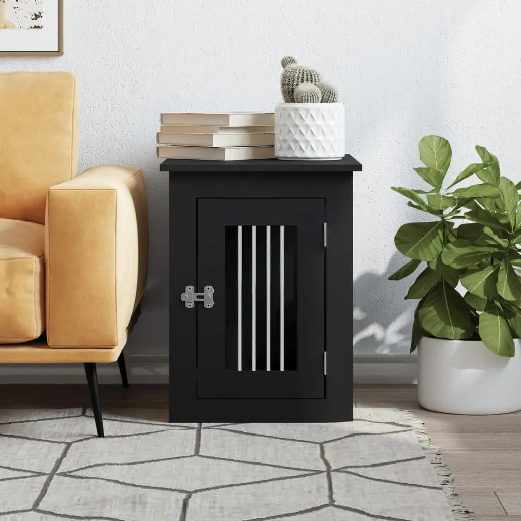 Dog Crate Furniture End Table Black 45x62x59cm Steel Wire Engineered Wood