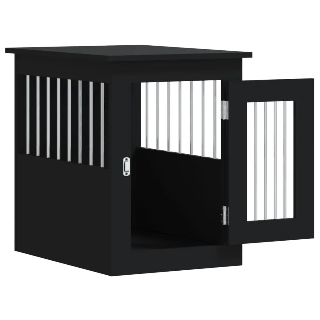 Dog Crate Furniture End Table Black 45x62x59cm Steel Wire Engineered Wood