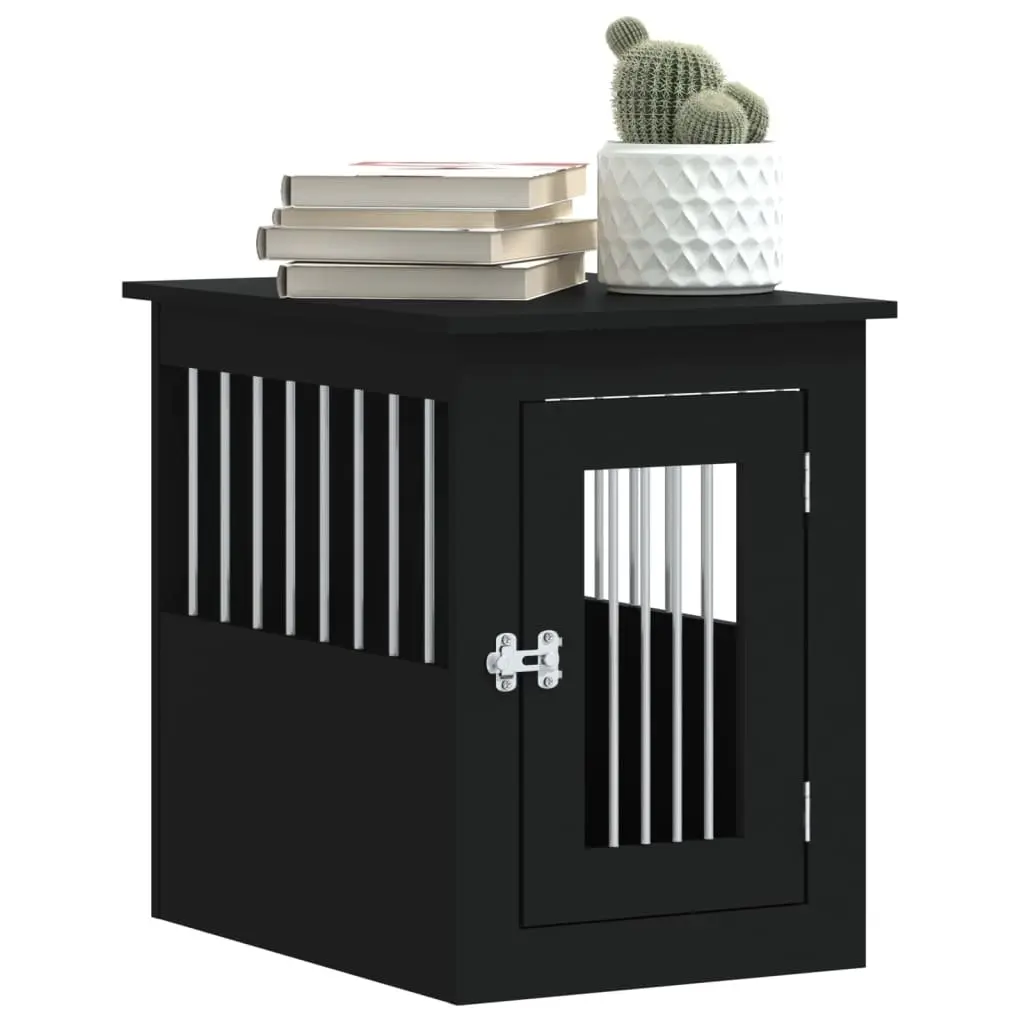 Dog Crate Furniture End Table Black 45x62x59cm Steel Wire Engineered Wood