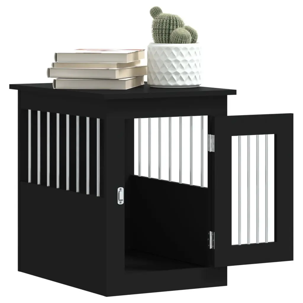 Dog Crate Furniture End Table Black 45x62x59cm Steel Wire Engineered Wood
