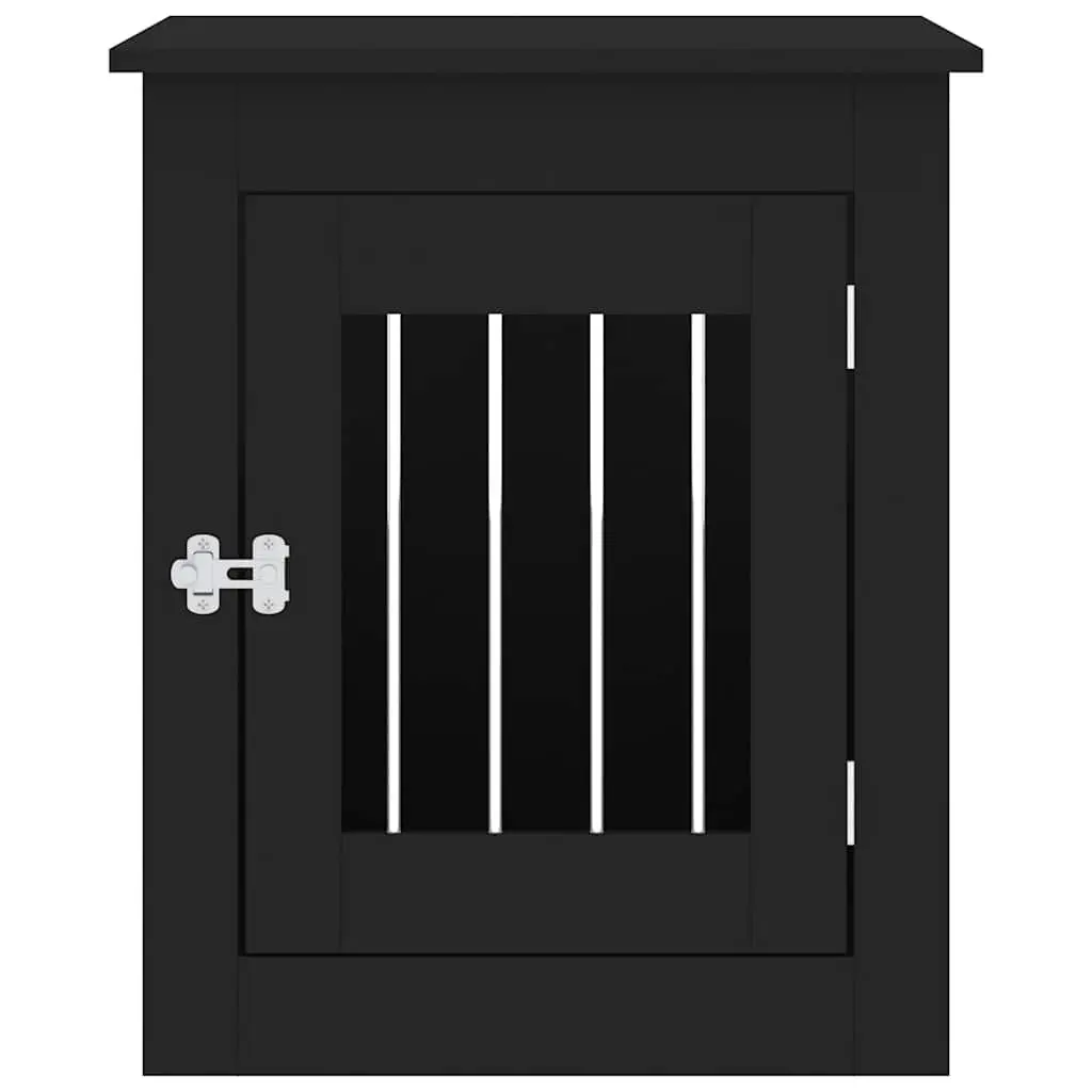 Dog Crate Furniture End Table Black 55x75x65cm Steel Wire Engineered Wood Kennel