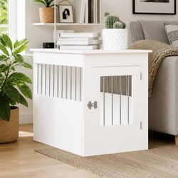 Practical White Dog Crate Furniture with Dual Purpose